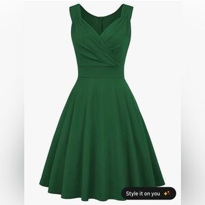 Grace Karin Forest Green Midi Dress